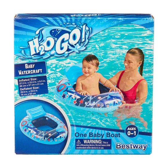 Bestway H2O GO Inflatable Baby Boy Watercraft Boat Blue Nautical Design 0-1 Yr. - Picture 1 of 2